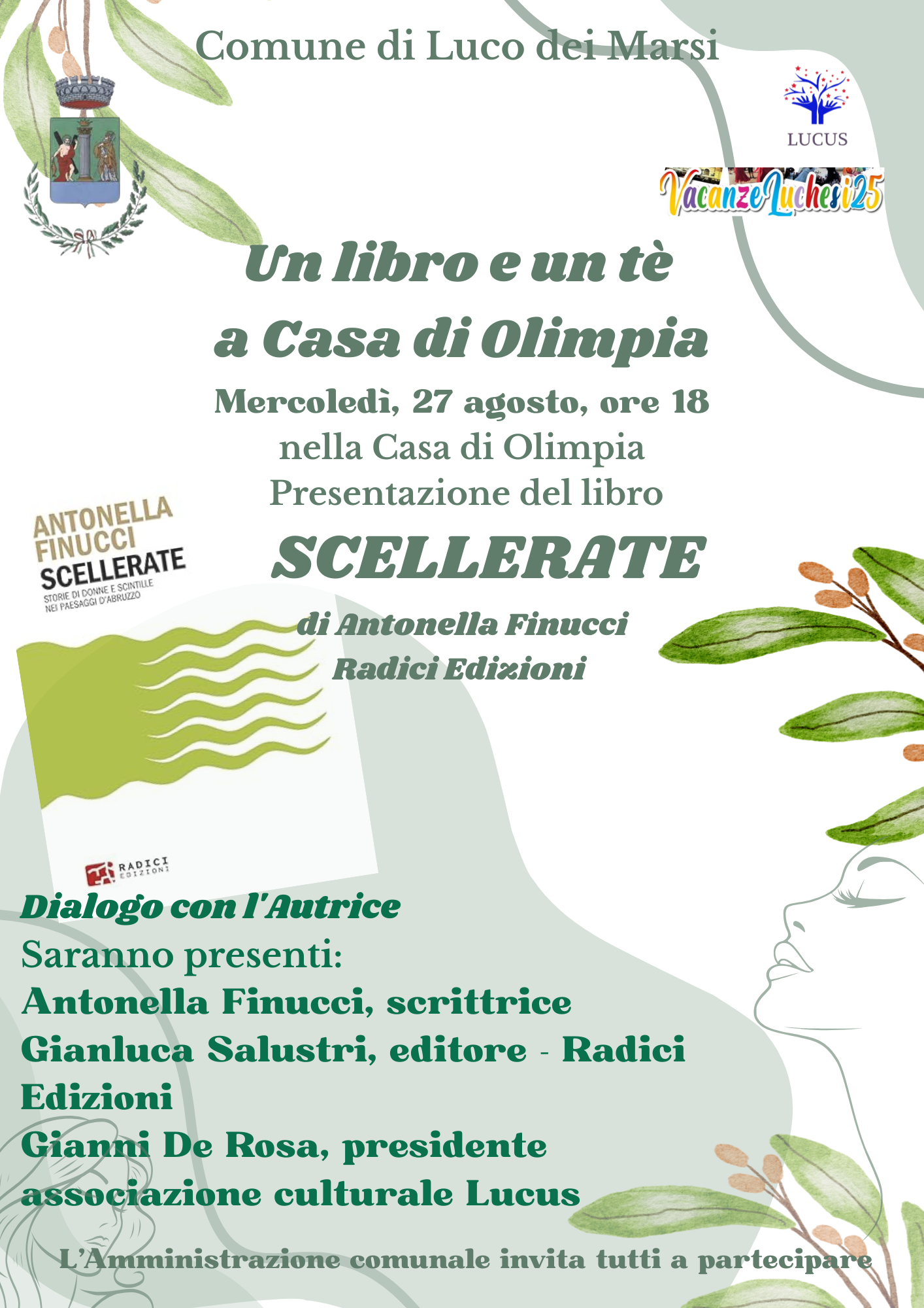 Arte e cultura d'estate. Un libro e un tè alla Casa di Olimpia, presentazione del libro 